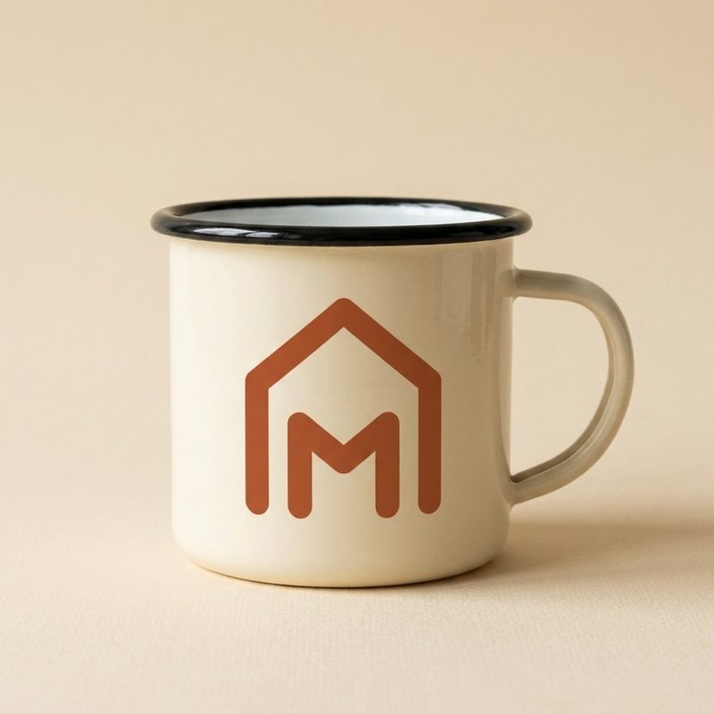Emaille-Tasse mit großflächigem Logodruck